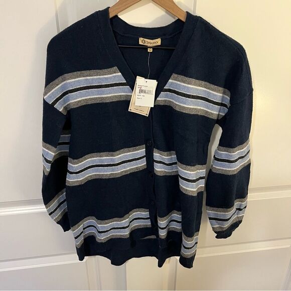NWT Democracy Blue Striped Alpaca Blend Cardigan in Navy | Size XS - Picture 3 of 11